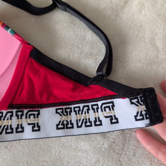 3/$30 PINK Victoria secret plaid gold detail bra - Picture 4 of 6